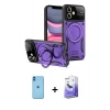 MARSİLYAN™- iPhone 11 Kılıf Kıvılcım Modern Serisi - Siyah Bilvis 5in1 5D Magic Hayalet Cam Ekran Koruyucu + Neon Fosforlu Kamera Lens - MI