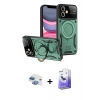 MARSİLYAN™- iPhone 11 Kılıf Kıvılcım Modern Serisi - Siyah Bilvis 5in1 5D Magic Hayalet Cam Ekran Koruyucu + Pers Alüminyum Kamera Lens - GI