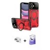 MARSİLYAN™- iPhone 11 Kılıf Kıvılcım Modern Serisi - Siyah Bilvis 5in1 5D Magic Hayalet Cam Ekran Koruyucu + Pers Alüminyum Kamera Lens - YL