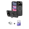 MARSİLYAN™- iPhone 11 Kılıf Kıvılcım Modern Serisi - Siyah Bilvis 5in1 5D Magic Hayalet Cam Ekran Koruyucu + Pers Alüminyum Kamera Lens - YL