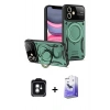 MARSİLYAN™- iPhone 11 Kılıf Kıvılcım Modern Serisi - Siyah Bilvis 5in1 5D Magic Hayalet Cam Ekran Koruyucu + PVD Metal Kamera Lens - YL