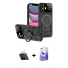 MARSİLYAN™- iPhone 11 Kılıf Kıvılcım Modern Serisi - Siyah Bilvis 5in1 5D Magic Hayalet Cam Ekran Koruyucu + Kamera Lens Koruma Cam - SF
