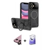 MARSİLYAN™- iPhone 11 Kılıf Kıvılcım Modern Serisi - Siyah Bilvis 5in1 5D Magic Hayalet Cam Ekran Koruyucu + Raze Metal Kamera Lens - SH