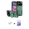 MARSİLYAN™- iPhone 11 Kılıf Kıvılcım Modern Serisi - Siyah Bilvis 5in1 5D Magic Hayalet Cam Ekran Koruyucu + Renkli Kamera Lens Koruma Cam - SI