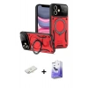 MARSİLYAN™- iPhone 11 Kılıf Kıvılcım Modern Serisi - Siyah Bilvis 5in1 5D Magic Hayalet Cam Ekran Koruyucu + Renkli Kamera Lens Koruma Cam - YL