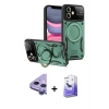 MARSİLYAN™- iPhone 11 Kılıf Kıvılcım Modern Serisi - Siyah Bilvis 5in1 5D Magic Hayalet Cam Ekran Koruyucu + Raze Metal Kamera Lens - MR