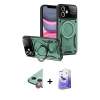 MARSİLYAN™- iPhone 11 Kılıf Kıvılcım Modern Serisi - Siyah Bilvis 5in1 5D Magic Hayalet Cam Ekran Koruyucu + Raze Metal Kamera Lens - KI