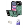 MARSİLYAN™- iPhone 11 Kılıf Kıvılcım Modern Serisi - Siyah Bilvis 5in1 5D Magic Hayalet Cam Ekran Koruyucu + Pers Alüminyum Kamera Lens - GD