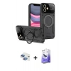 MARSİLYAN™- iPhone 11 Kılıf Kıvılcım Modern Serisi - Siyah Bilvis 5in1 5D Magic Hayalet Cam Ekran Koruyucu + Pers Alüminyum Kamera Lens - GI