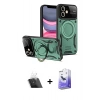 MARSİLYAN™- iPhone 11 Kılıf Kıvılcım Modern Serisi - Siyah Bilvis 5in1 5D Magic Hayalet Cam Ekran Koruyucu + Kamera Lens Koruma Cam - SF