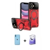MARSİLYAN™- iPhone 11 Kılıf Kıvılcım Modern Serisi - Siyah Bilvis 5in1 5D Magic Hayalet Cam Ekran Koruyucu + Neon Fosforlu Kamera Lens - MI