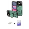 MARSİLYAN™- iPhone 11 Kılıf Kıvılcım Modern Serisi - Siyah Bilvis 5in1 5D Magic Hayalet Cam Ekran Koruyucu + Renkli Kamera Lens Koruma Cam - YL