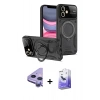 MARSİLYAN™- iPhone 11 Kılıf Kıvılcım Modern Serisi - Siyah Bilvis 5in1 5D Magic Hayalet Cam Ekran Koruyucu + Raze Metal Kamera Lens - MR