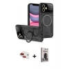 MARSİLYAN™- iPhone 11 Kılıf Kıvılcım Modern Serisi - Siyah Bilvis Hayalet Cam Ekran Koruyucu + Pers Alüminyum Kamera Lens - KI