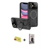 MARSİLYAN™- iPhone 11 Kılıf Kıvılcım Modern Serisi - Siyah Bilvis Hayalet Cam Ekran Koruyucu + Rainbow Kamera Lens Koruma Cam - KI