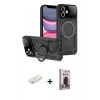 MARSİLYAN™- iPhone 11 Kılıf Kıvılcım Modern Serisi - Siyah Bilvis Hayalet Cam Ekran Koruyucu + Renkli Kamera Lens Koruma Cam - SI
