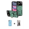 MARSİLYAN™- iPhone 11 Kılıf Kıvılcım Modern Serisi - Siyah Bilvis Hayalet Cam Ekran Koruyucu + Neon Fosforlu Kamera Lens - TU