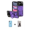 MARSİLYAN™- iPhone 11 Kılıf Kıvılcım Modern Serisi - Siyah Bilvis Hayalet Cam Ekran Koruyucu + Neon Fosforlu Kamera Lens - TU