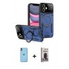 MARSİLYAN™- iPhone 11 Kılıf Kıvılcım Modern Serisi - Siyah Bilvis Hayalet Cam Ekran Koruyucu + Neon Fosforlu Kamera Lens - TU