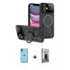 MARSİLYAN™- iPhone 11 Kılıf Kıvılcım Modern Serisi - Siyah Bilvis Hayalet Cam Ekran Koruyucu + Neon Fosforlu Kamera Lens - TU