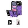 MARSİLYAN™- iPhone 11 Kılıf Kıvılcım Modern Serisi - Siyah Bilvis Hayalet Cam Ekran Koruyucu + PVD Metal Kamera Lens - YL