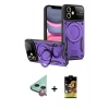 MARSİLYAN™- iPhone 11 Kılıf Kıvılcım Modern Serisi - Siyah Buffer Cam Ekran Koruyucu + Raze Metal Kamera Lens - KI
