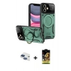 MARSİLYAN™- iPhone 11 Kılıf Kıvılcım Modern Serisi - Siyah Buffer Cam Ekran Koruyucu + Pers Alüminyum Kamera Lens - LT