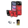 MARSİLYAN™- iPhone 11 Kılıf Kıvılcım Modern Serisi - Siyah Buffer Cam Ekran Koruyucu + Pers Alüminyum Kamera Lens - LT