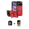 MARSİLYAN™- iPhone 11 Kılıf Kıvılcım Modern Serisi - Siyah Buffer Cam Ekran Koruyucu + PVD Metal Kamera Lens - MI
