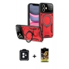 MARSİLYAN™- iPhone 11 Kılıf Kıvılcım Modern Serisi - Siyah Buffer Cam Ekran Koruyucu + PVD Metal Kamera Lens - SH