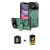 MARSİLYAN™- iPhone 11 Kılıf Kıvılcım Modern Serisi - Siyah Buffer Cam Ekran Koruyucu + PVD Metal Kamera Lens - MI