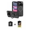 MARSİLYAN™- iPhone 11 Kılıf Kıvılcım Modern Serisi - Siyah Buffer Cam Ekran Koruyucu + PVD Metal Kamera Lens - SH