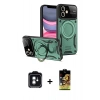 MARSİLYAN™- iPhone 11 Kılıf Kıvılcım Modern Serisi - Siyah Buffer Cam Ekran Koruyucu + PVD Metal Kamera Lens - YL