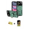 MARSİLYAN™- iPhone 11 Kılıf Kıvılcım Modern Serisi - Siyah Buffer Cam Ekran Koruyucu + Rainbow Kamera Lens Koruma Cam - KI