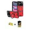 MARSİLYAN™- iPhone 11 Kılıf Kıvılcım Modern Serisi - Siyah Buffer Cam Ekran Koruyucu + Rainbow Kamera Lens Koruma Cam - KI