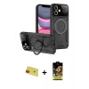 MARSİLYAN™- iPhone 11 Kılıf Kıvılcım Modern Serisi - Siyah Buffer Cam Ekran Koruyucu + Rainbow Kamera Lens Koruma Cam - KI