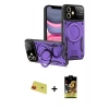 MARSİLYAN™- iPhone 11 Kılıf Kıvılcım Modern Serisi - Siyah Buffer Cam Ekran Koruyucu + Rainbow Kamera Lens Koruma Cam - KI