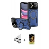 MARSİLYAN™- iPhone 11 Kılıf Kıvılcım Modern Serisi - Siyah Buffer Cam Ekran Koruyucu + Raze Metal Kamera Lens - GS