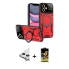 MARSİLYAN™- iPhone 11 Kılıf Kıvılcım Modern Serisi - Siyah Buffer Cam Ekran Koruyucu + Raze Metal Kamera Lens - GS