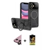 MARSİLYAN™- iPhone 11 Kılıf Kıvılcım Modern Serisi - Siyah Buffer Cam Ekran Koruyucu + Raze Metal Kamera Lens - SH