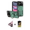 MARSİLYAN™- iPhone 11 Kılıf Kıvılcım Modern Serisi - Siyah Buffer Cam Ekran Koruyucu + Raze Metal Kamera Lens - SH