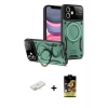 MARSİLYAN™- iPhone 11 Kılıf Kıvılcım Modern Serisi - Siyah Buffer Cam Ekran Koruyucu + Renkli Kamera Lens Koruma Cam - YL