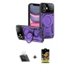 MARSİLYAN™- iPhone 11 Kılıf Kıvılcım Modern Serisi - Siyah Buffer Cam Ekran Koruyucu + Şeffaf Kamera Lens Koruma Cam