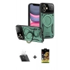 MARSİLYAN™- iPhone 11 Kılıf Kıvılcım Modern Serisi - Siyah Buffer Cam Ekran Koruyucu + Şeffaf Kamera Lens Koruma Cam