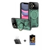 MARSİLYAN™- iPhone 11 Kılıf Kıvılcım Modern Serisi - Siyah Buffer Hayalet Cam Ekran Koruyucu + Kamera Lens Koruma Cam - SF
