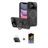 MARSİLYAN™- iPhone 11 Kılıf Kıvılcım Modern Serisi - Siyah Buffer Hayalet Cam Ekran Koruyucu + Kamera Lens Koruma Cam - SF