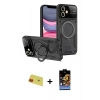 MARSİLYAN™- iPhone 11 Kılıf Kıvılcım Modern Serisi - Siyah Buffer Hayalet Cam Ekran Koruyucu + Kırmızı Rainbow Kamera Lens Koruma Cam