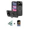 MARSİLYAN™- iPhone 11 Kılıf Kıvılcım Modern Serisi - Siyah Buffer Hayalet Cam Ekran Koruyucu + Raze Metal Kamera Lens - MI