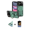 MARSİLYAN™- iPhone 11 Kılıf Kıvılcım Modern Serisi - Siyah Buffer Hayalet Cam Ekran Koruyucu + Raze Metal Kamera Lens - MI