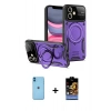 MARSİLYAN™- iPhone 11 Kılıf Kıvılcım Modern Serisi - Siyah Buffer Hayalet Cam Ekran Koruyucu + Neon Fosforlu Kamera Lens - MI